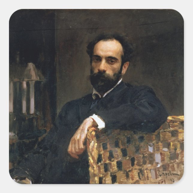Portrait of the artist Isaak Ilyich Levitan Square Sticker (Front)