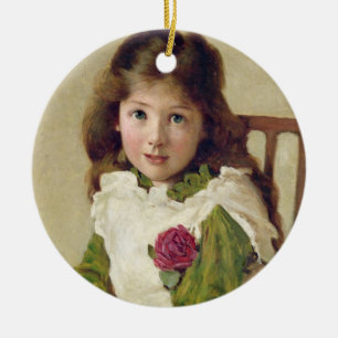 Portrait of the Artist's Daughter (oil on canvas) Ceramic Tree Decoration