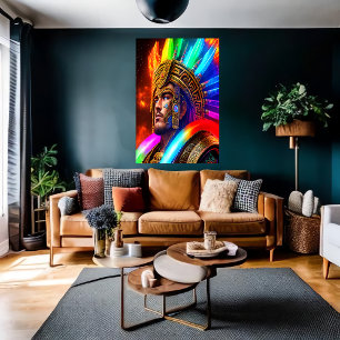 Portrait of the Aztec God Tlāloc   AI Art Poster