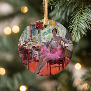 Portrait of the Ballerina Vera Trefilova   Korovin Ceramic Tree Decoration