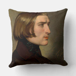 Portrait of the Composer Franz Liszt, 1838 Cushion