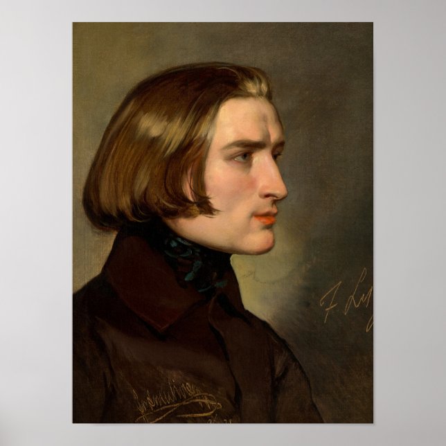 Portrait of the Composer Franz Liszt, 1838 Poster (Front)