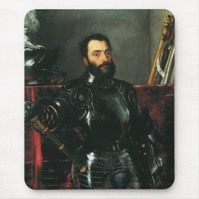 Portrait of the Duke of Urbino by Titian Mouse Mat (Front)
