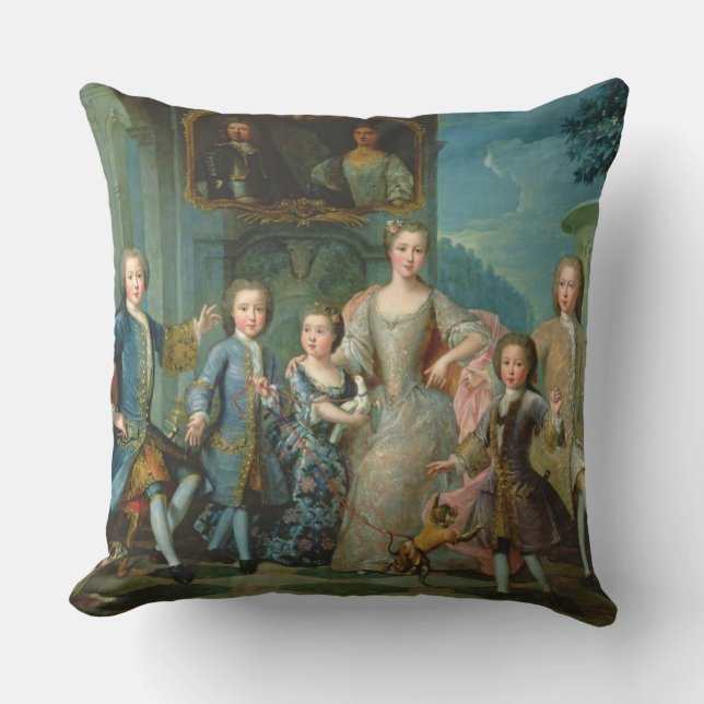 Portrait of the Family of the Duke of Valentinois Cushion (Front)