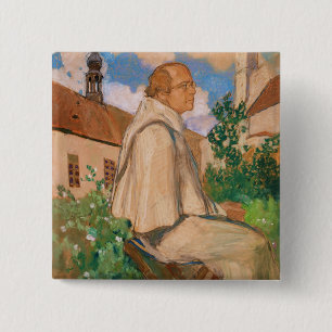 Portrait of the geneticist Johann Gregor 15 Cm Square Badge