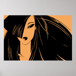 Portrait of the girl with dismissed hair poster