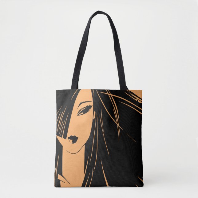 Portrait of the girl with dismissed hair tote bag (Front)