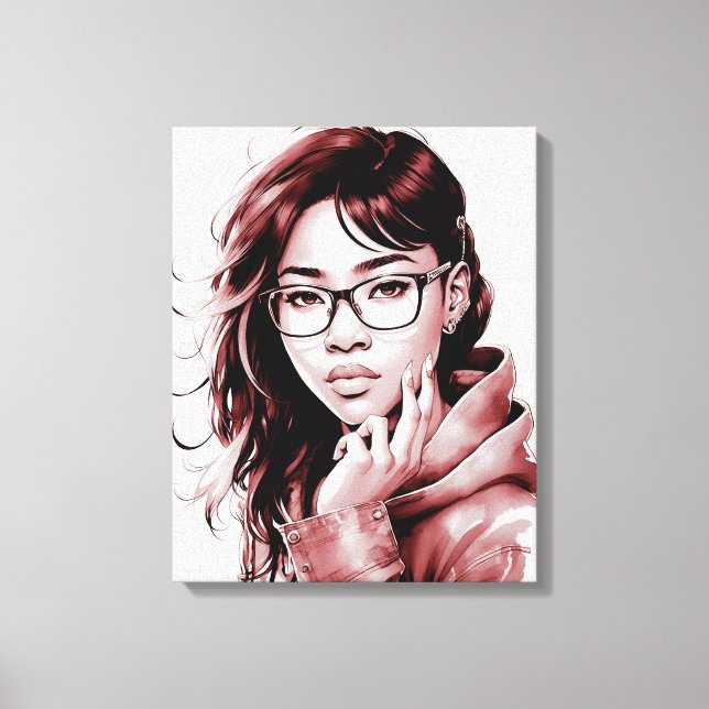 Portrait of the Girl with Glasses Canvas Print (Front)