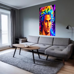 Portrait of the Greek God Apollo   AI Art Poster
