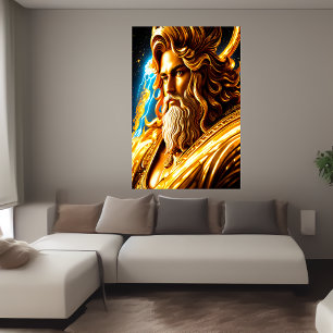 Portrait of the Greek God Zeus   AI Art Poster