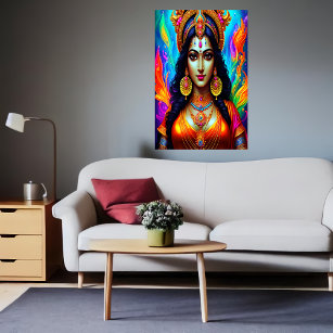 Portrait of the Hindu Goddess Mariamman   AI Art Poster