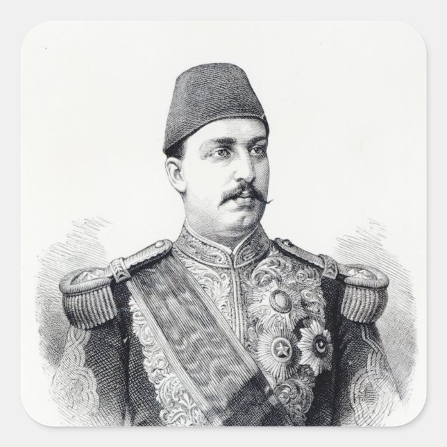 Portrait of The Khedive Tawfig Square Sticker (Front)