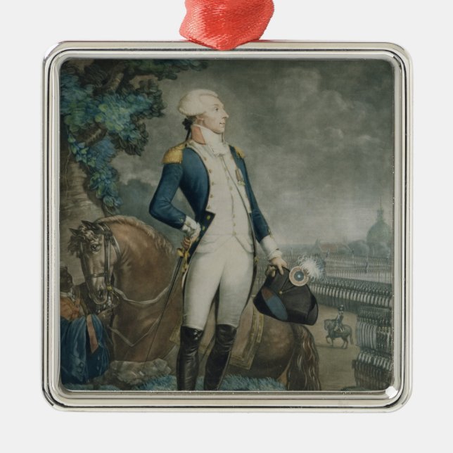 Portrait of the Marquis de La Fayette Metal Tree Decoration (Front)