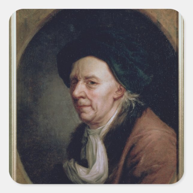 Portrait of the Mathematician Leonard Euler Square Sticker (Front)