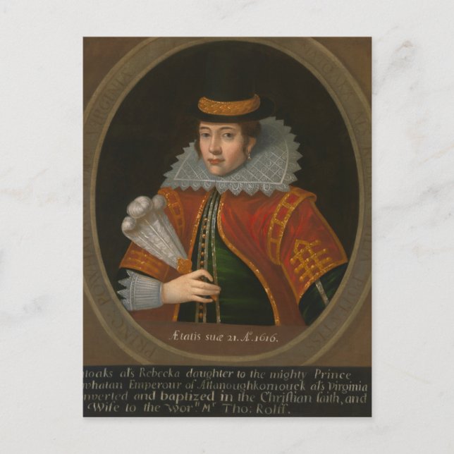 Portrait of the Real Pocahontas in Europe Postcard (Front)