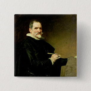 Portrait of the Sculptor, Juan Martinez 15 Cm Square Badge