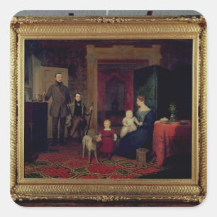 Portrait of the Van Cortland Family, c.1830 Square Sticker