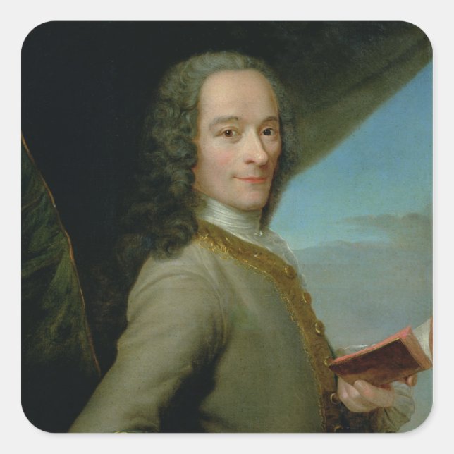 Portrait of the Young Voltaire Square Sticker (Front)