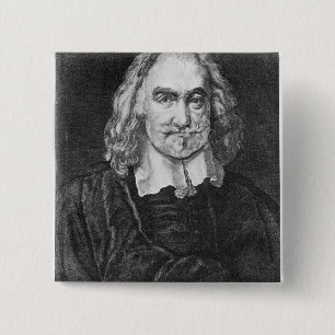 Portrait of Thomas Hobbes 15 Cm Square Badge