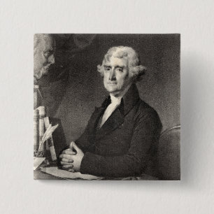 Portrait of Thomas Jefferson 15 Cm Square Badge