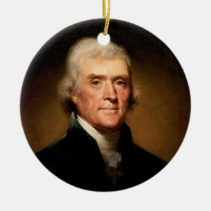 Portrait of Thomas Jefferson by Rembrandt Peale Ceramic Tree Decoration