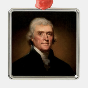 Portrait of Thomas Jefferson (by Rembrandt Peale) Metal Tree Decoration