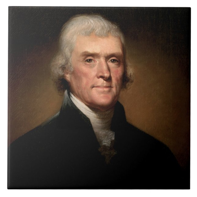 Portrait of Thomas Jefferson (by Rembrandt Peale) Tile (Front)