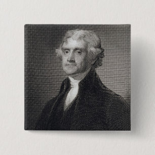 Portrait of Thomas Jefferson, engraved by Henry Br 15 Cm Square Badge