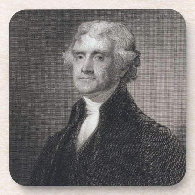 Portrait of Thomas Jefferson, engraved by Henry Br Coaster (Front)