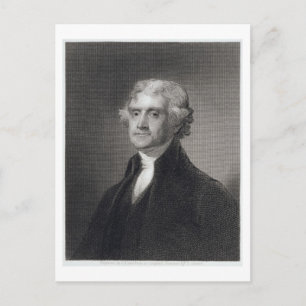 Portrait of Thomas Jefferson, engraved by Henry Br Postcard