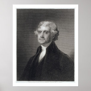 Portrait of Thomas Jefferson, engraved by Henry Br Poster
