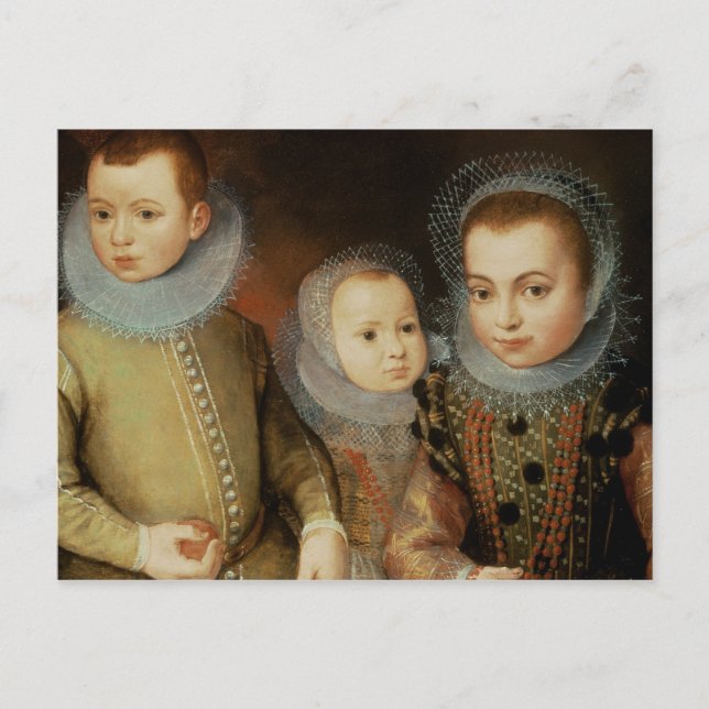 Portrait of Three Tudor Children Postcard (Front)