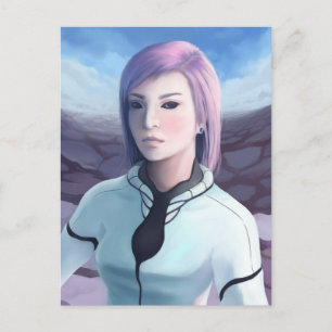 Portrait of Trisha - Futuristic Girl Painting Postcard