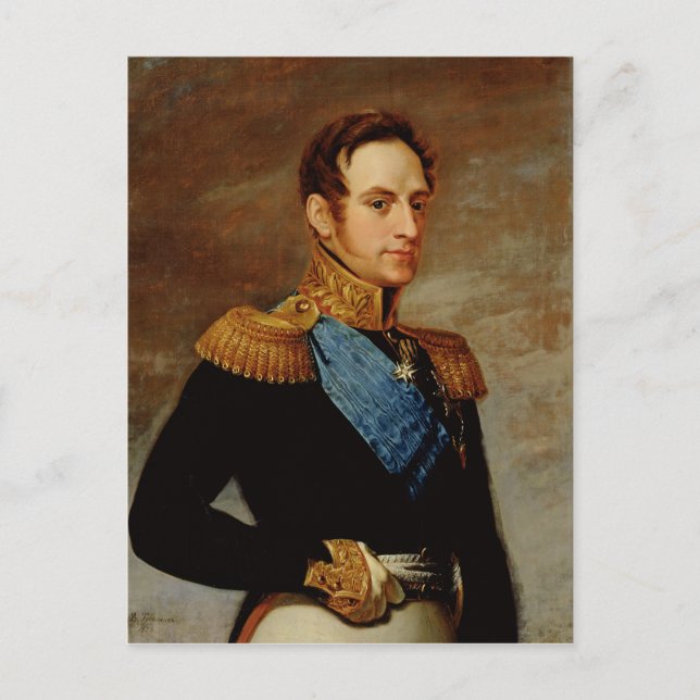 Portrait of Tsar Nicholas I  1826 Postcard (Front)