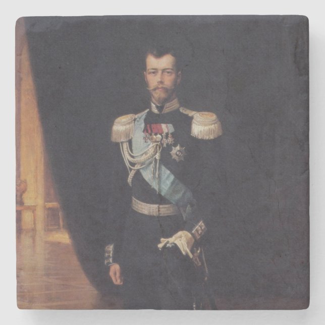 Portrait of Tsar Nicholas II (by Albert Edelfelt) Stone Coaster (Front)