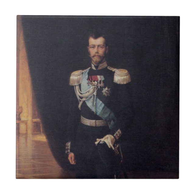 Portrait of Tsar Nicholas II (by Albert Edelfelt) Tile (Front)