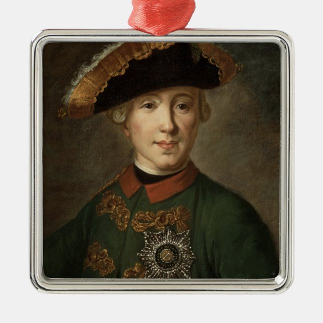 Portrait of Tsar Peter III Metal Tree Decoration (Front)