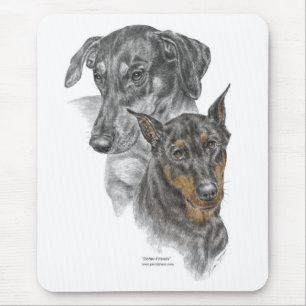 Portrait of Two Dobermans Mouse Mat