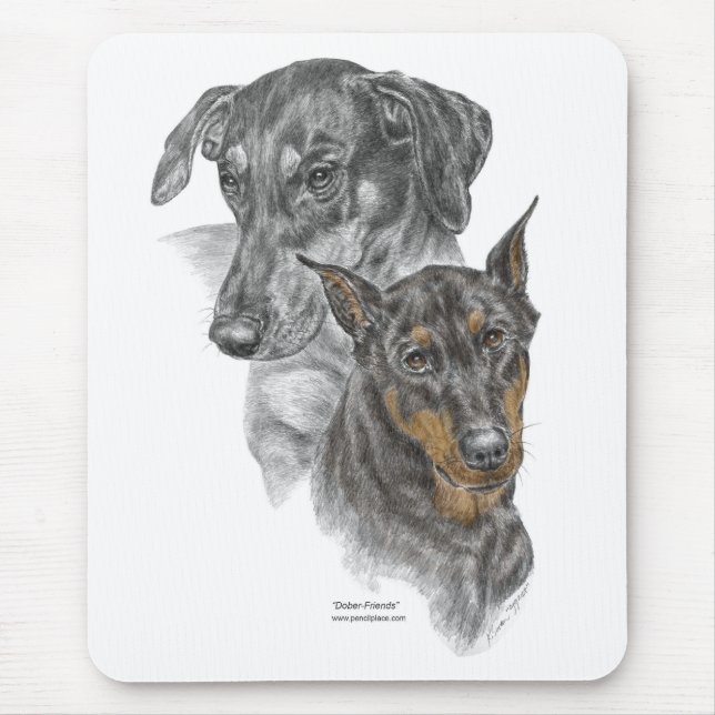Portrait of Two Dobermans Mouse Mat (Front)