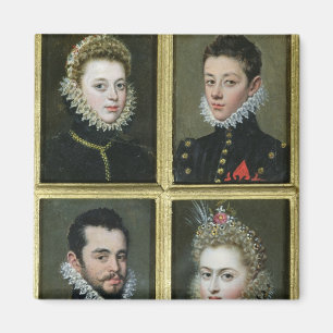 Portrait of Two Men and Two Women Magnet
