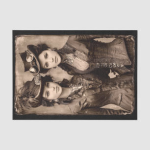 Portrait of Two Steampunk Women DX5L Decoupage Tissue Paper
