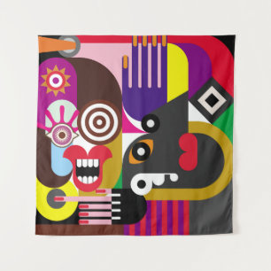 Portrait of two women - color illustration. Woman  Tapestry