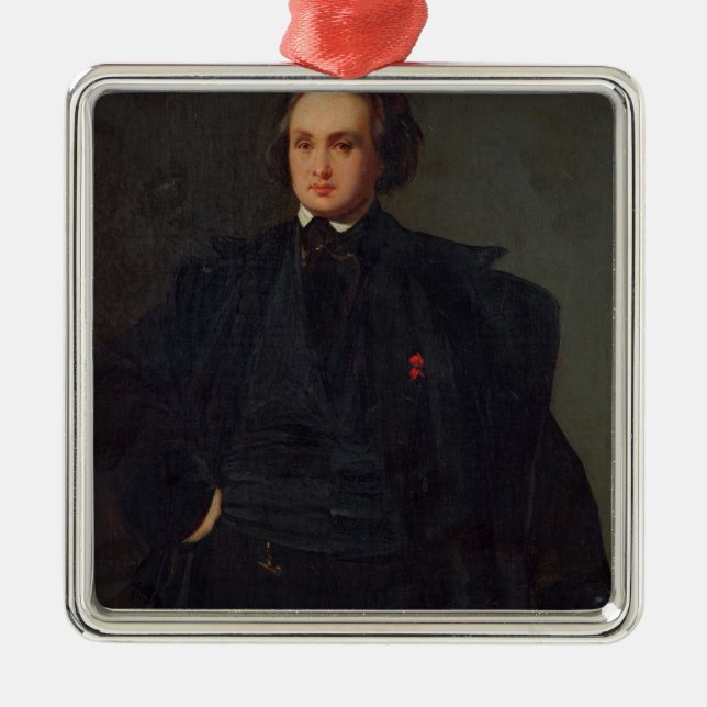 Portrait of Victor Hugo , c.1833 Metal Tree Decoration (Front)