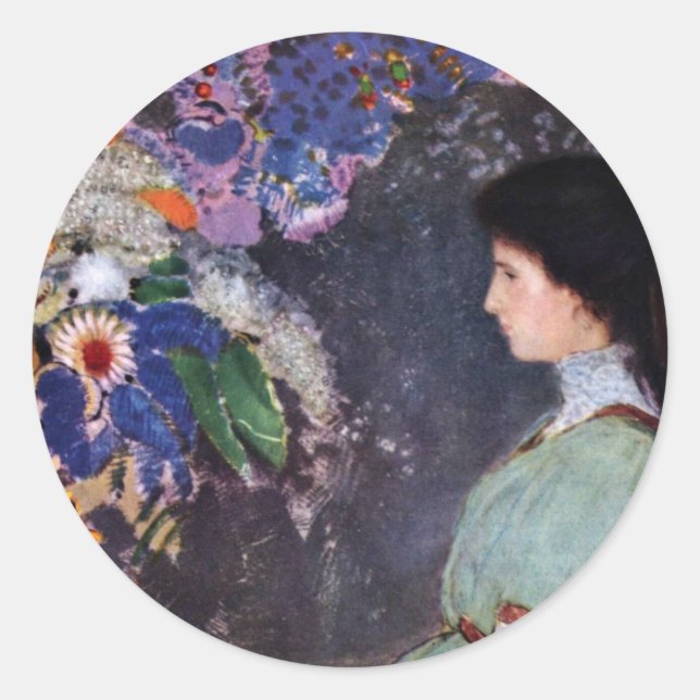 Portrait Of Violette Heymann By Odilon Redon Classic Round Sticker (Front)