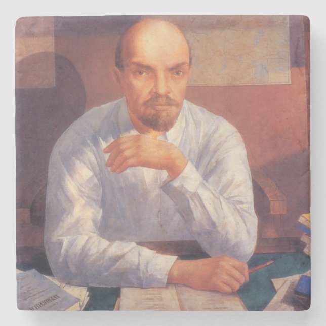 Portrait of Vladimir Lenin Stone Coaster (Front)
