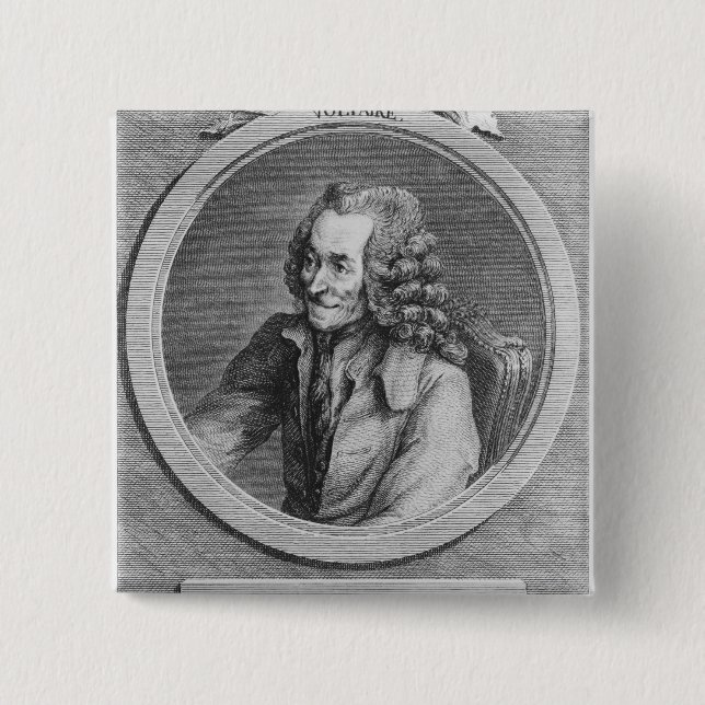Portrait of Voltaire, from a drawing 15 Cm Square Badge (Front)
