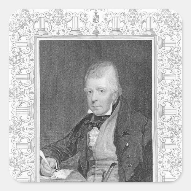 Portrait of Walter Scott Square Sticker (Front)