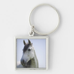 portrait of white horse key ring