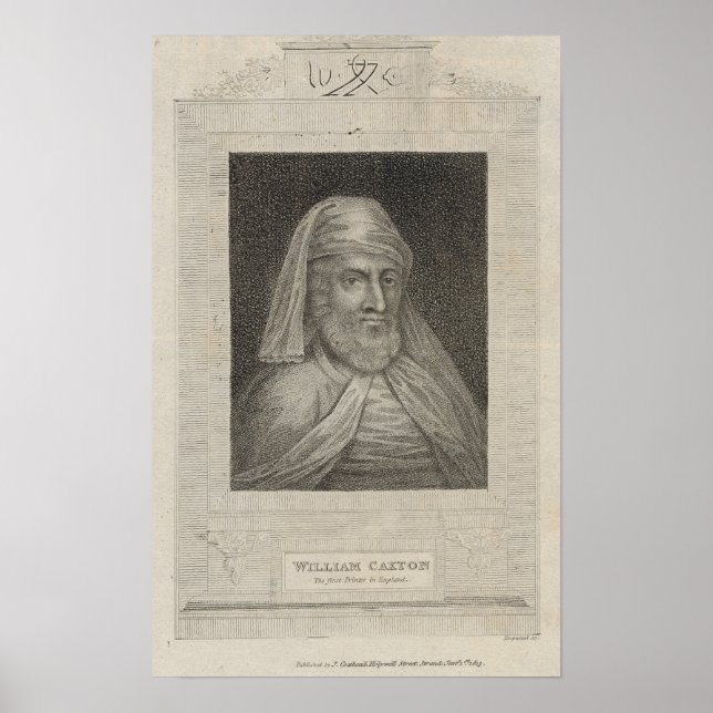 Portrait of William Caxton  and his Printer's Poster (Front)