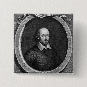 Portrait of William Shakespeare 1719 15 Cm Square Badge